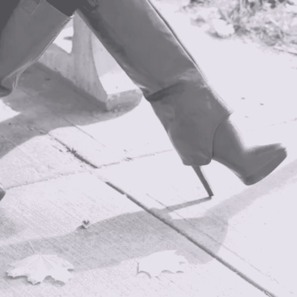 NINE WEST In The House Grey Suede Leather Stiletto Heel Knee High Boots - Picture 12 of 14